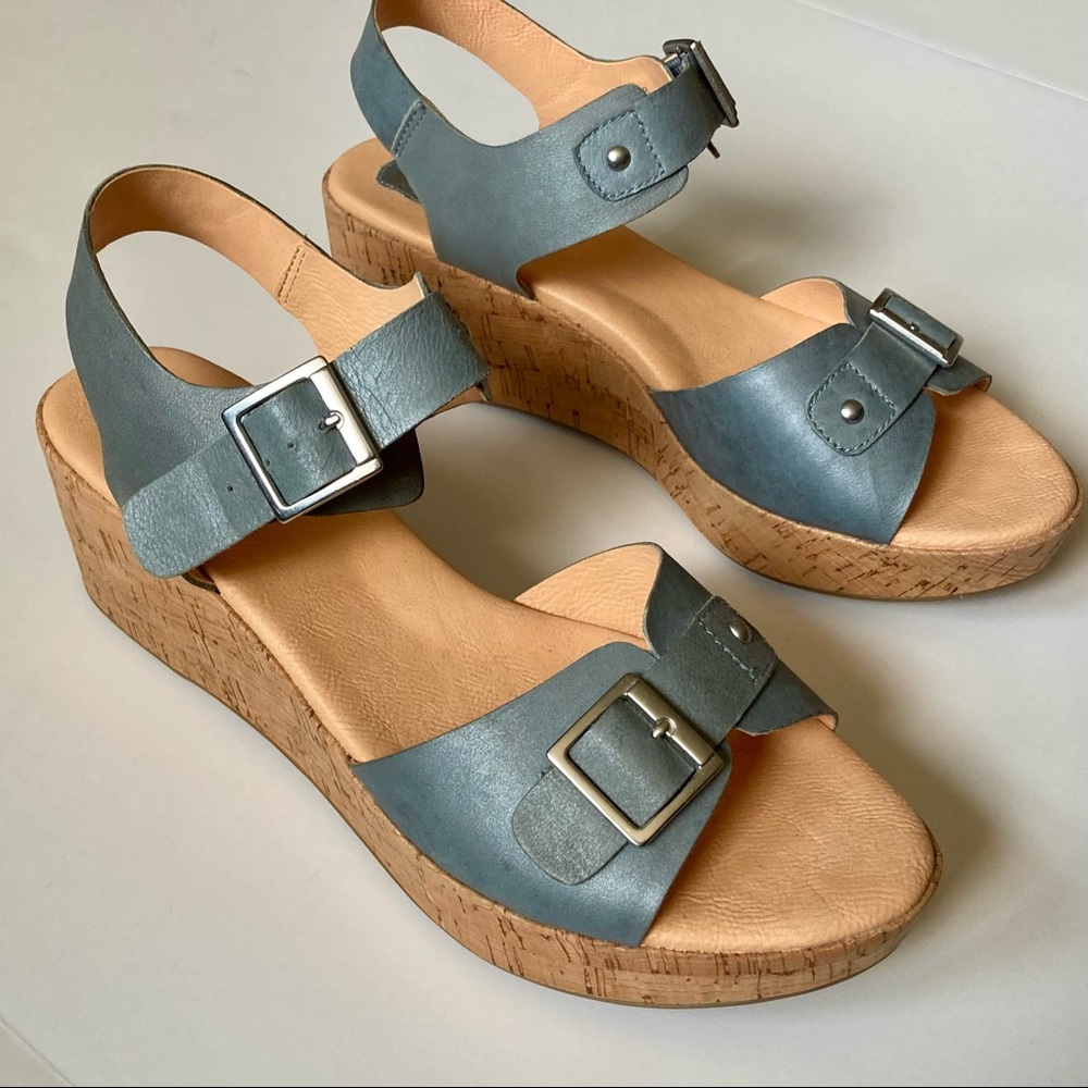 Korks by Kork-Ease Slate Blue Cork Wedge Sandal
